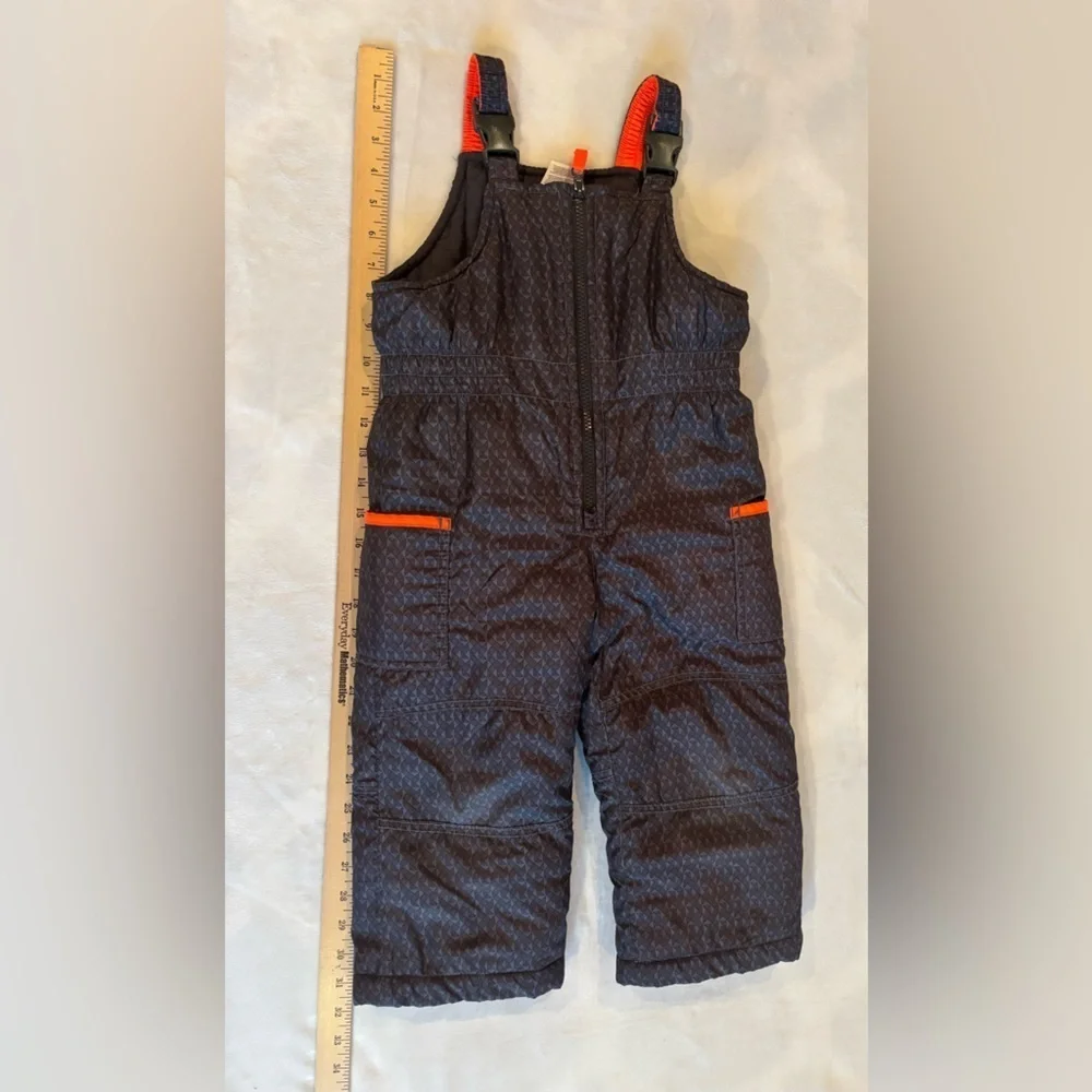 Carter's Gray and Orange Kids Overalls Size 3T Toddler Snow Pants Unisex